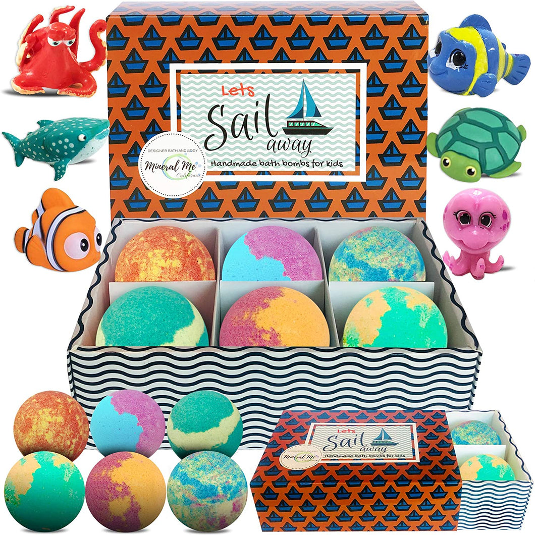 Kids Bath Bombs with Toys Inside - Gentle and Kid Safe, Gender Neutral, Bubble Bath Fizzies with Surprise Inside. Spa Bath Fizz Balls Kit. Birthday or Christmas Gift for Girls and Boys