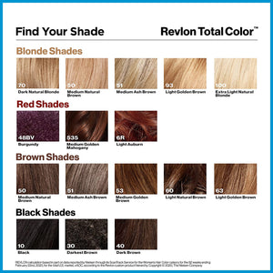 Revlon Total Color Permanent Hair Color, Clean and Vegan, 100% Gray Coverage Hair Dye, 30 Darkest Brown, 10.2 oz (Pack of 3)