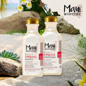 Maui Moisture Shine + Awapuhi Moisturizing Vegan Shampoo with Coconut Oils for Shiny Hair, Silicone-Free & Sulfate-Free Surfactant Aloe Shampoo to Detangle & Hydrate Dull Hair, 13 fl. Oz