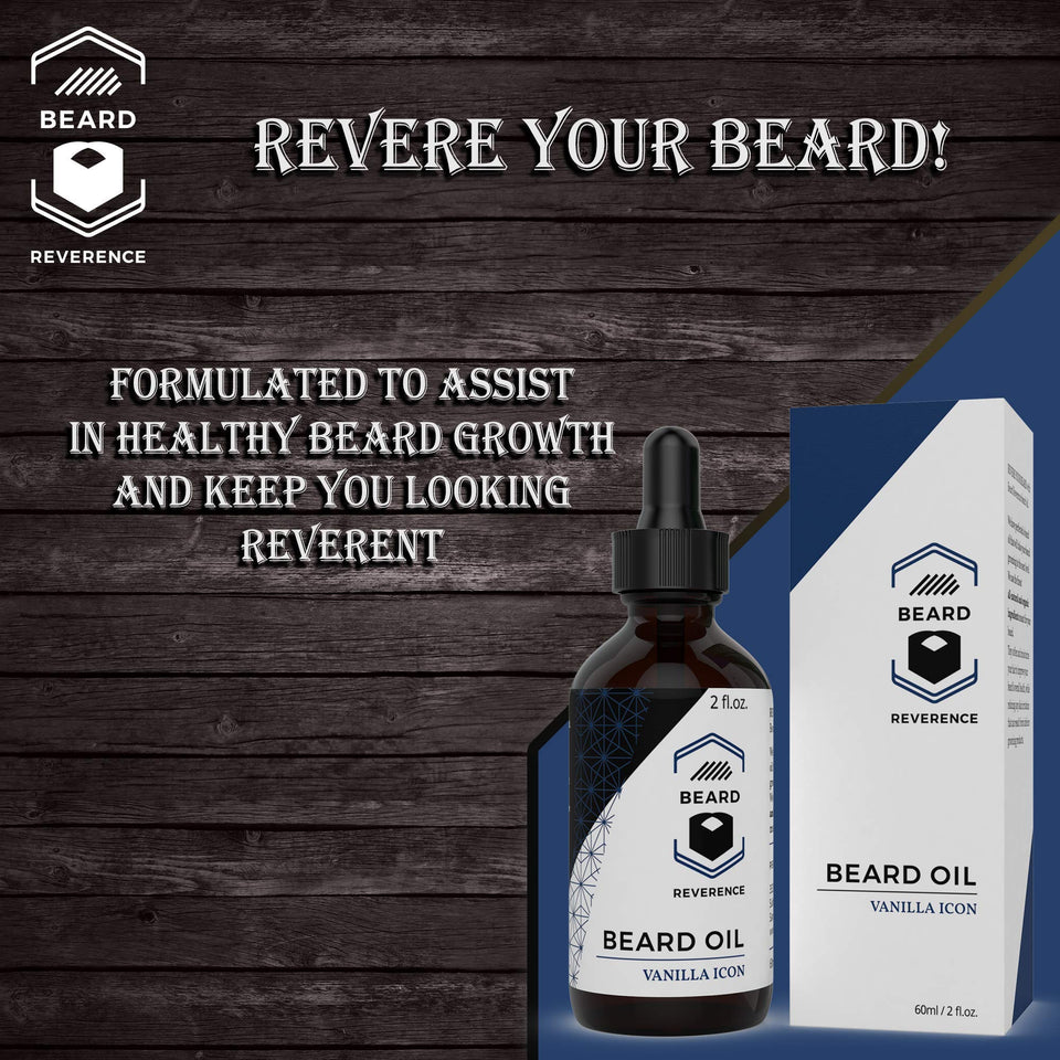 Vanilla Beard Oil – All Natural Leave In Conditioner enhanced with Organic Argan & Jojoba Oils – Large 2oz Size – Softens, Strengthens, & Hydrates for Healthy Beards and Mustaches