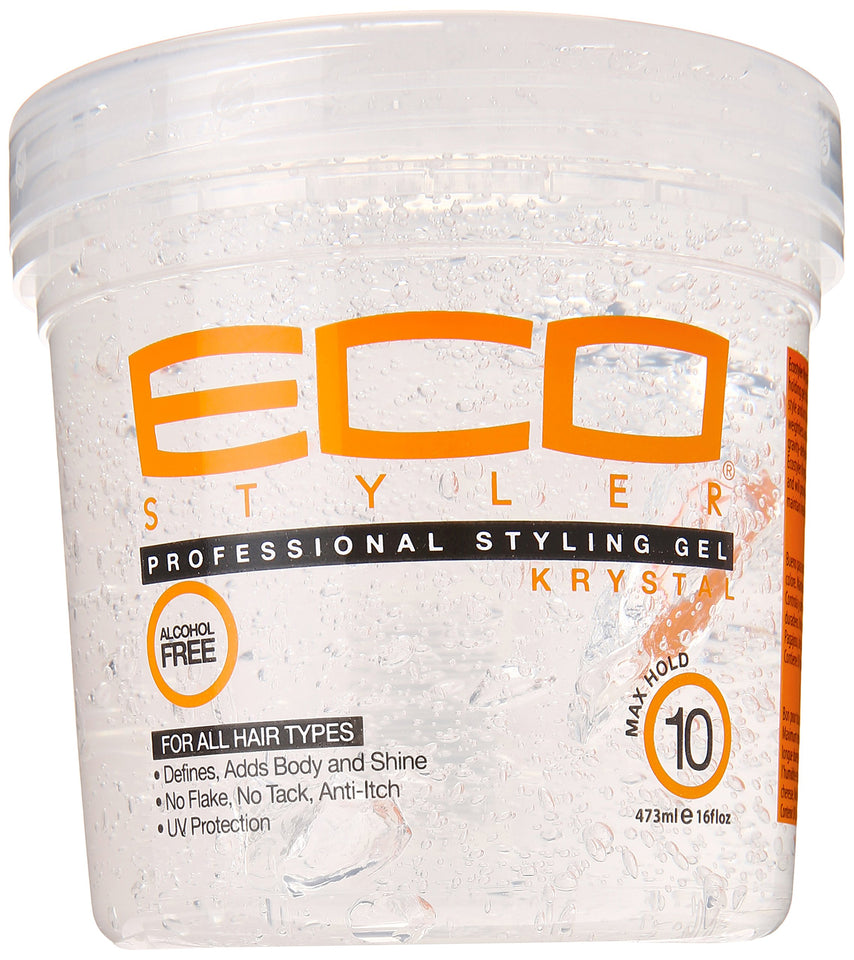 Ecoco Eco Style Hair Gel Krystal - Strong Hold - Ideal For Any Hair Type And Color - Adds Body And Shine To All Styles - Weightless - Moisturizes And Help Maintain Healthy Hair - Non-Flaking - 16 Oz