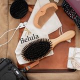 100% Boar Bristle Hair Brush for Men Set. 100% Boar Bristle Brush and Wooden Comb for Men. Free 2 x Palm Brush & Travel Bag Included. Hairbrush for Thin, Normal and Short Hair