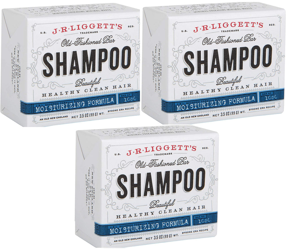 J·R·LIGGETT'S All-Natural Shampoo Bar, Moisturizing Formula -Supports Strong and Healthy Hair -Nourish Follicles with Antioxidants and Vitamins -Detergent and Sulfate-Free, Set of Three,3.5 Ounce Bars