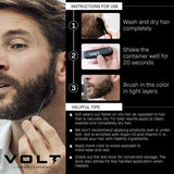 VOLT Grooming Instant Beard Color - Smudge and Water Resistant Quick Drying Brush on Color for Beards and Mustaches, Ebony (Brown/Black)