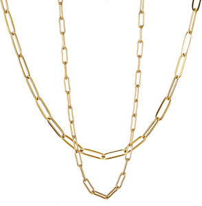 18k Gold Paperclip Chain Link Necklace Dainty Paperclip Link Chain Layered Necklace Oval Link Chains Initial Necklaces Set for Women Girls