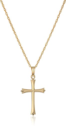 Ladies' 14k Gold Filled Polished Embossed Cross Pendant Necklace, 18