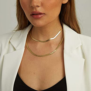 14K Gold/Silver Plated Snake Chain Necklace Herringbone Necklace Gold Choker Necklaces for Women